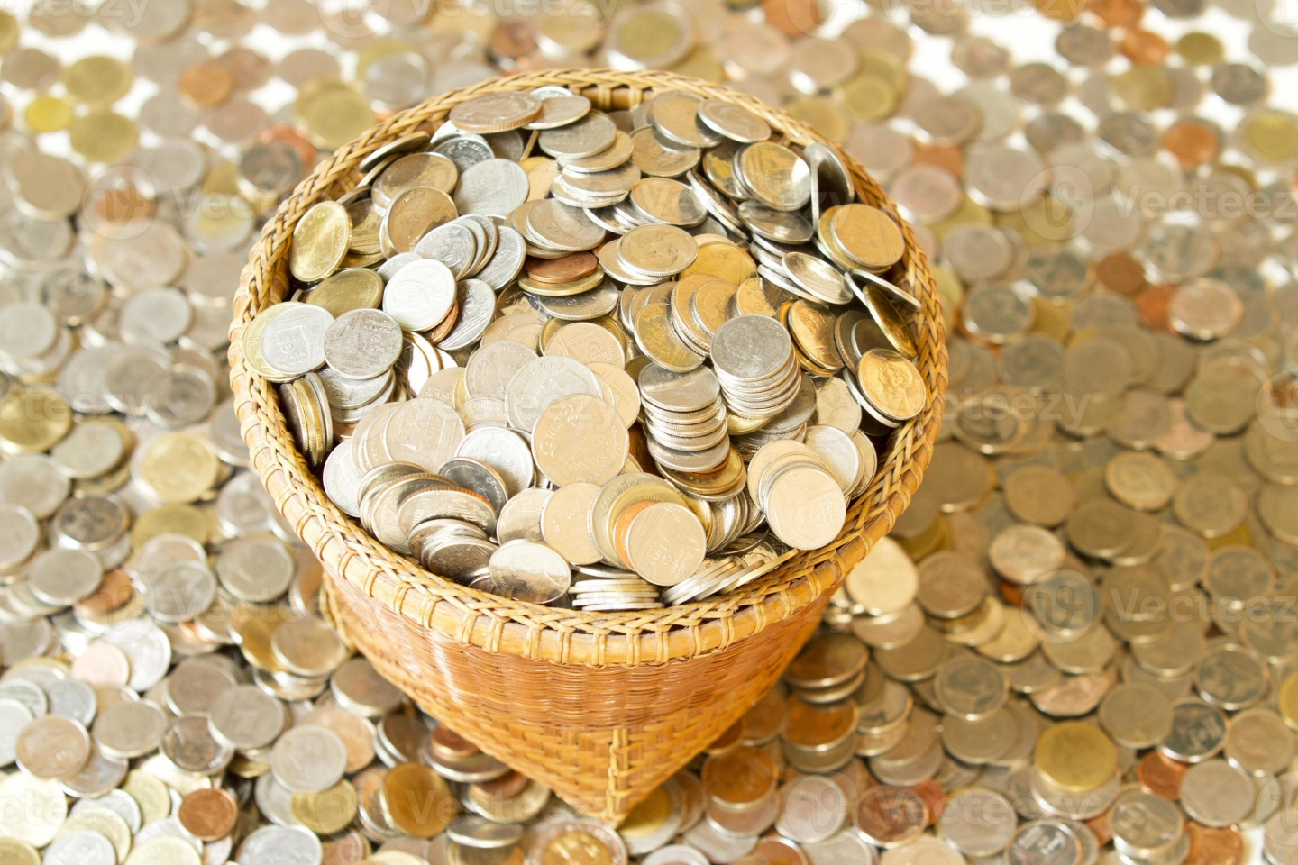 basket with coins